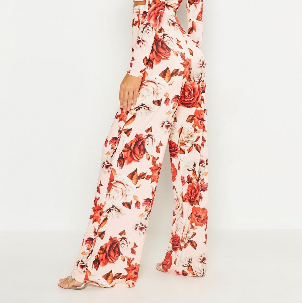 Large Floral Wide Leg Trouser - Picture 2 of 2
